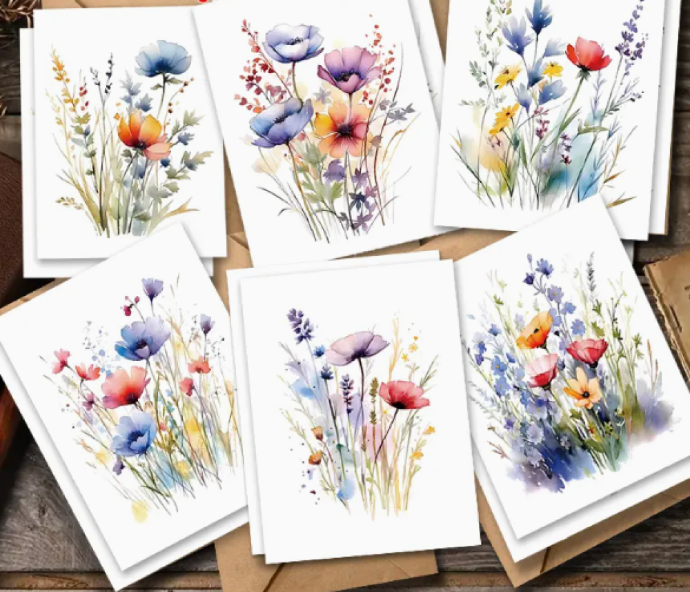 FOLDED GREETING CARD FLOWER DESIGN
