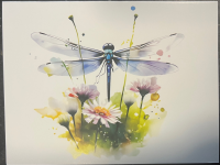 FOLDED GREETING CARD DRAGONFLY DESIGN - A beautiful greeting card to complement the beauty of the flowers chosen. Each card has a different design, but will focus on the Dragonfly with flowers in the background.