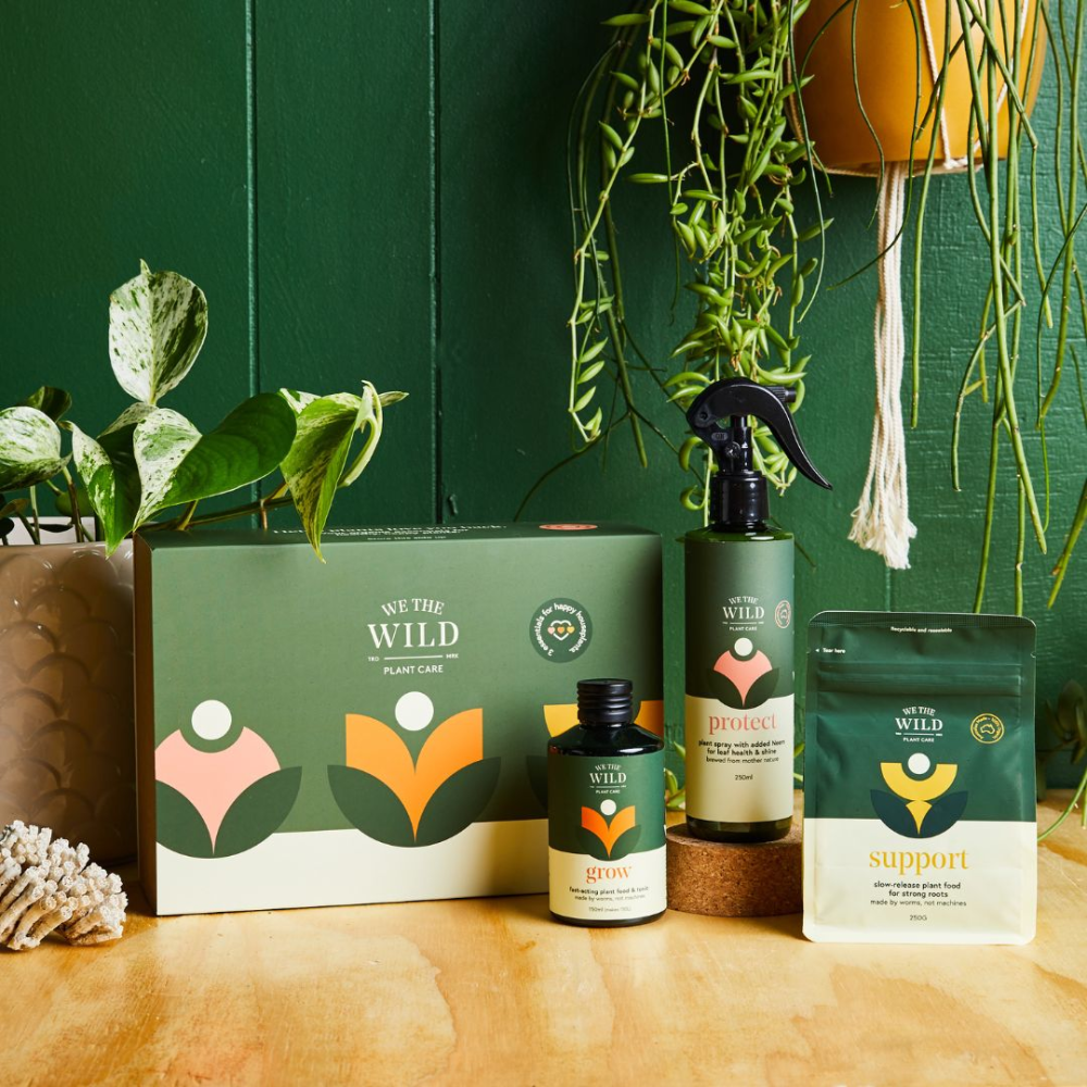 We The Wild Organic  Plant Support Trio in a gift box