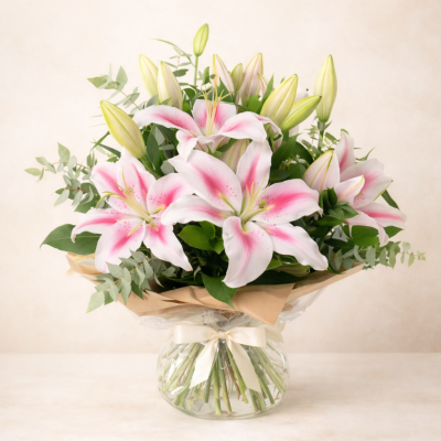 Star Gaze - A special gift of long lasting Oriental Lilies so simple, so perfect.