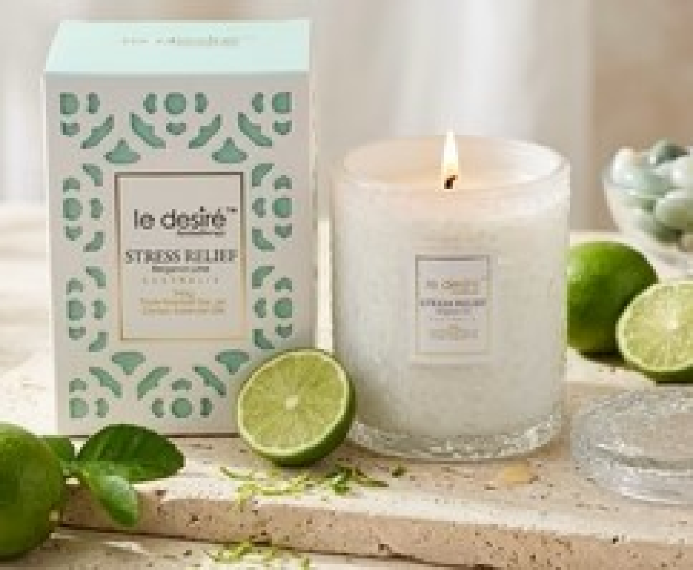 Stress Relief (Bergamot Lime) - Aromatherapy Soy Candle